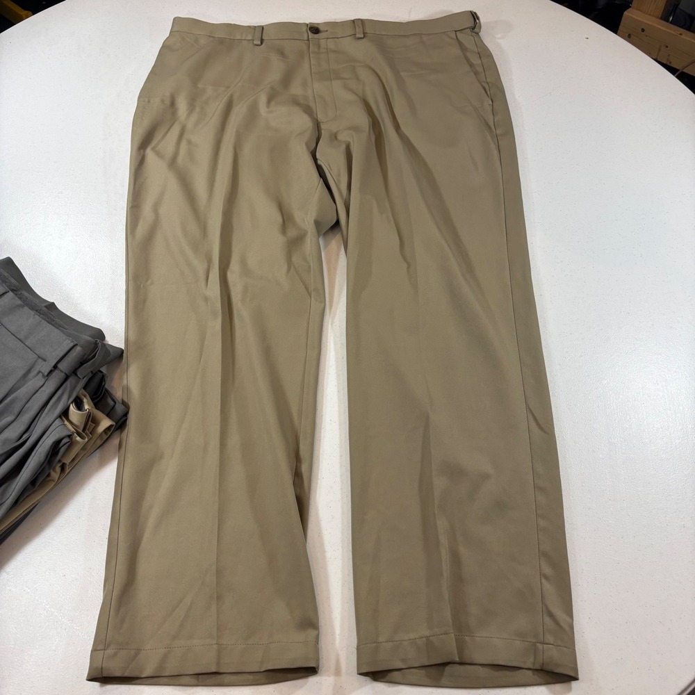 Lot of 5 Haggar Cool 18 Pro Mens Dress Pants 44x32 Khaki Grey Classic Fit - Picture 4 of 16